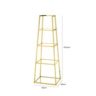 Medium Logan Featuring Ladder-style Frame and Tiered Glass Shelves in Large to Small Sizes with Gold Metal Frame Display Unit Display Unit CIMC 