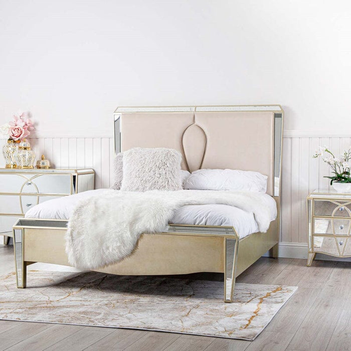 Pristina Mirror Champagne King Size Bed Frame Bed CIMC 