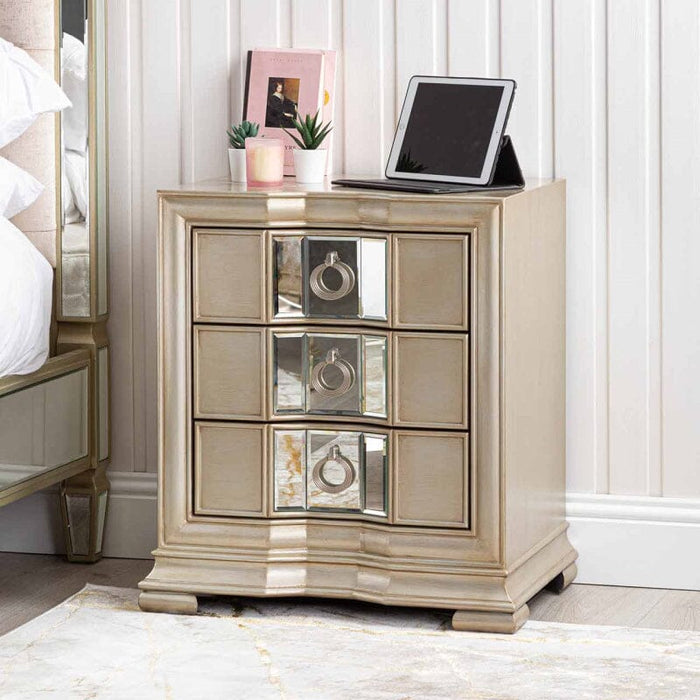 Lucca Mirror Champagne 3 Drawer Cabinet Cabinet CIMC 
