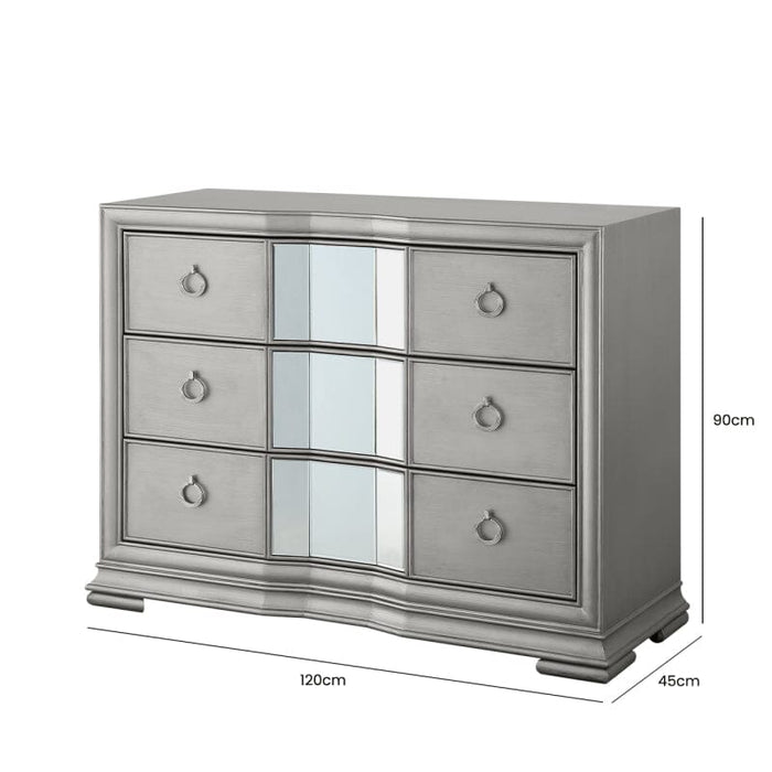 Lucca Mirror Grey 3 Drawer Chest Chest of Drawers CIMC 