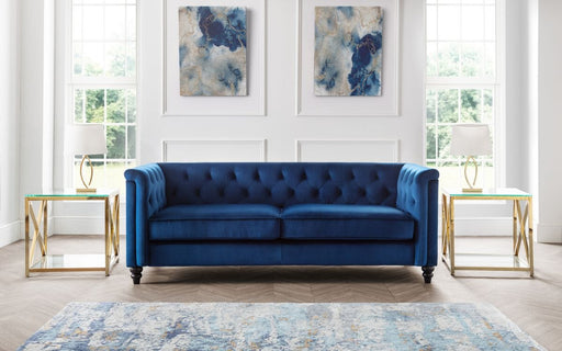 Sandringham 3 Seater Sofa - Blue Velvet Sofas Julian Bowen V2 