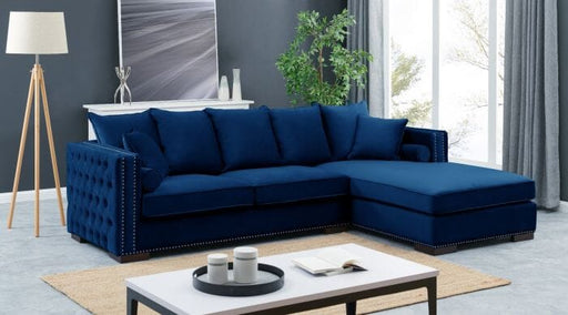 Royal Blue Moscow Corner Suite-Right Sofas Derrys 