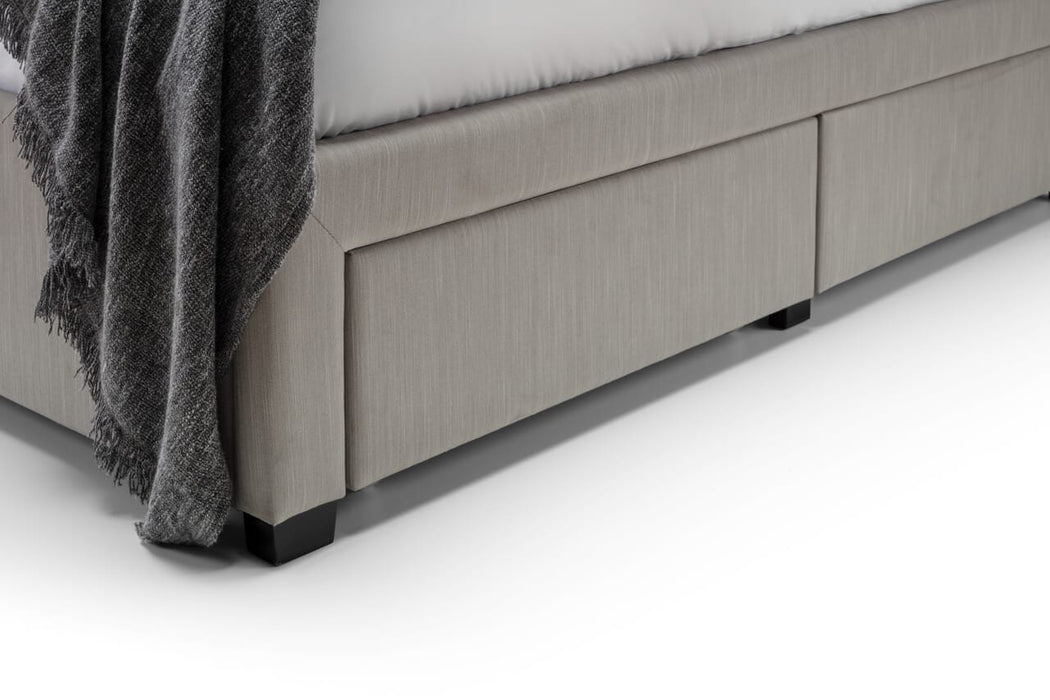 Wilton Deep Button 4 Drawer Bed Frame 150Cm - Grey Linen Bed Frames Julian Bowen V2 